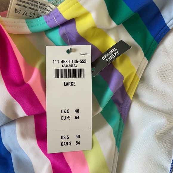 NWT Abercrombie & Fitch Striped Knot Front One Piece Swimsuit. Size Large. - Picture 4 of 8